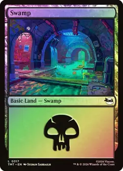 Foil 4x TMNT Basic Swamp Land, Magic the Gathering Land, 4 Pack, 317 - Image 1