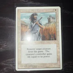 Swords to Plowshares White #302 Uncommon Fourth Edition MTG NP Exc/Exc+ - Image 1