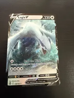 Pokemon Lugia v TCG 138/195 Sword & Shield Silver Tempest Holo Card - NM! - Image 1