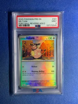 2025 POKEMON PRE EN-PRISMATIC EVOLUTIONS #081 MILTANK PB Rev Holo PSA MINT 9 - Image 1