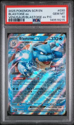 2025 Pokemon Stellar Crown Blastoise EX Venusaur EX P/C PSA 10 #030 Promo - Image 1