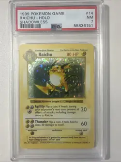 Pokemon PSA 7 Raichu 014/102 Base Set (Shadowless) Holo - Image 1