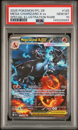 2025 Pokemon Fatale Flammen Mega Glurak X Ex PSA 10 Gem Mint #125 Deutsch - Image 2