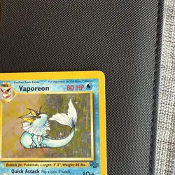 Pokemon Card Vaporeon 12/64 Base Jungle Set Holo Rare 1999 Vintage LP - Image 3