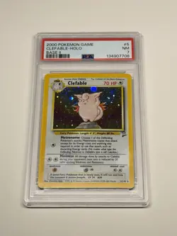 2000 Clefable 5/130 Holo SWIRL Base Set 2 Rare PSA 7 NM Vintage Pokemon Card TCG - Image 1