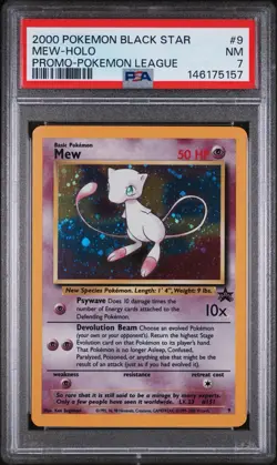 2000 MEW Holo 🌀 SWIRL Black Star Promo #9 PSA 7 Pokemon - Image 3