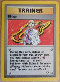 Blaine 100/132 Rare Gym Challenge Non-Holo Trainer Pokemon NM/LP - Image 1