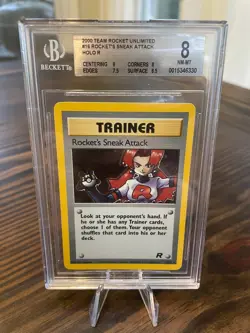 Rocket's Sneak Attack Holo Team Rocket 16 Unlimited Pokemon TCG Holo Rare BGS 8 - Image 1
