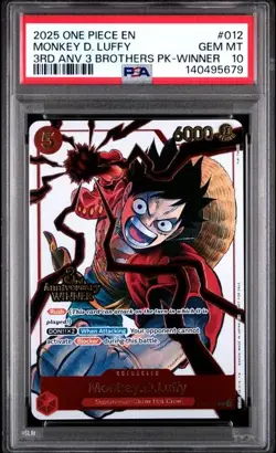 2025 One Piece 3rd Anniversary 3 Brothers Winner Monkey D Luffy #ST01-012 PSA 10 - Image 1