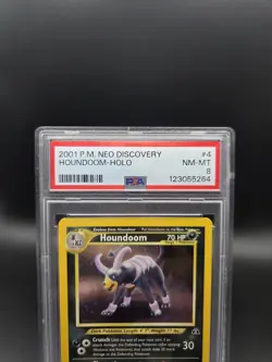 2001 Pokemon Card Neo Discovery Set HOUNDOOM Holo 4/75, PSA 8 NM-MT Swirl - Image 2