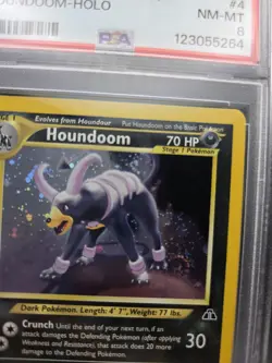 2001 Pokemon Card Neo Discovery Set HOUNDOOM Holo 4/75, PSA 8 NM-MT Swirl - Image 5