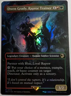 Owen Grady, Raptor Trainer Borderless Foil x1 Jurassic World MTG LP/NM - Image 1