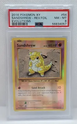 2016 Pokemon XY Evolutions Reverse Foil #54 - PSA NM-MT 8 - SANDSHREW - Image 1