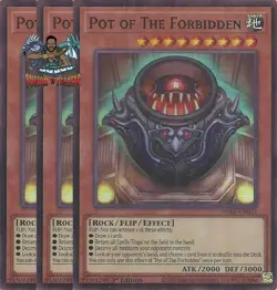 Yugioh! 3x Pot of The Forbidden PHRE-EN027 Super Rare 1st Ed NM - Image 1