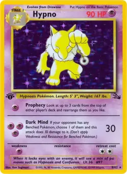 Hypno (8) Unlimited Holofoil Fossil 08/62 LP Vintage Pokemon card - Image 1