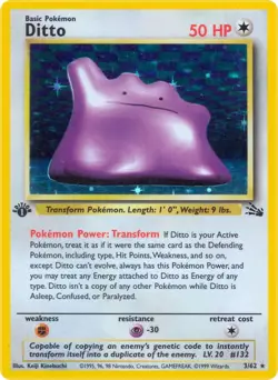 Ditto (3) Unlimited Holofoil Fossil 03/62 LP Vintage Pokemon card - Image 1