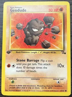 1st Edition Geodude 47/62 Pokemon TCG WOTC Base Set Fossil Common LP - Image 1