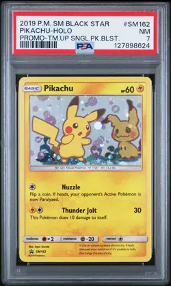 2019 POKEMON SM BLACK STAR PROMO TEAM UP SINGLE PACK BLISTERS PIKACHU-HOLO PSA 7 - Image 1