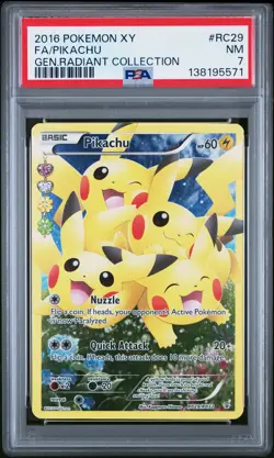2016 POKEMON XY GENERATIONS RADIANT COLL #RC29 FULL ART/PIKACHU PSA 7 - Image 1