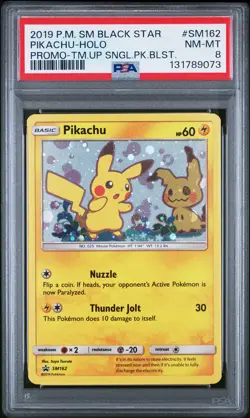2019 POKEMON SM BLACK STAR PROMO TEAM UP SINGLE PACK BLISTERS PIKACHU-HOLO PSA 8 - Image 1