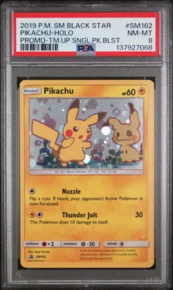 2019 POKEMON SM BLACK STAR PROMO TEAM UP SINGLE PACK BLISTERS PIKACHU-HOLO PSA 8 - Image 1