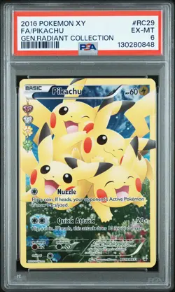 2016 POKEMON XY GENERATIONS RADIANT COLL #RC29 FULL ART/PIKACHU PSA 6 - Image 1