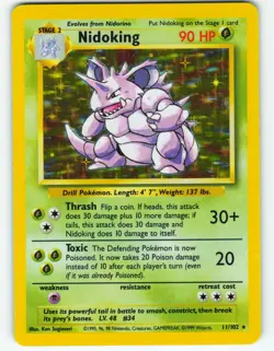 Nidoking - Holo - 11/102 Base Set - Pokemon TCG - 1999 - Image 1