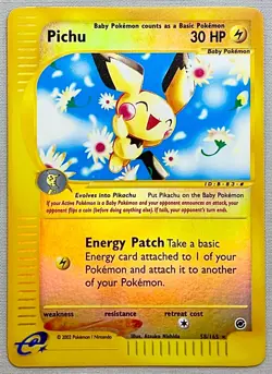Pokemon Pichu #58/165 Reverse Holo Rare - 2002 Expedition Base Set - NM Cond. - Image 1