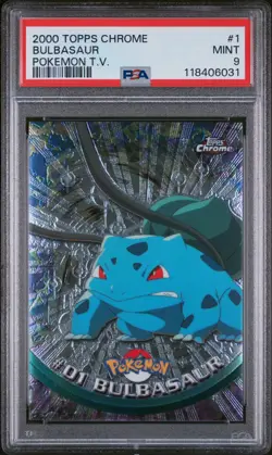 PSA 9 Bulbasaur #1 Topps Chrome Holo Pokemon T.V. Card 2000 - Near Mint - Image 1