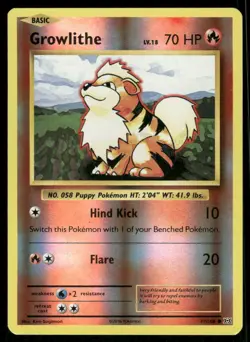 Pokemon Cards Growlithe 17/108 Reverse Holo Evolutions Common NM - Image 1