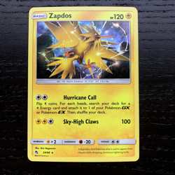 Zapdos 24/68 Pokemon Hidden Fates Sun & Moon Holo Rare Card NM - Image 1