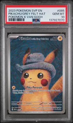 2023 POKEMON SVP EN-SV BLACK STAR PROMO #085 PIKACHU WITH GREY FELT HAT PSA 10 - Image 1