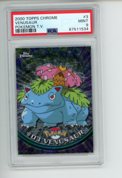 2000 Topps Chrome Venusaur #3 Pokemon T.V. PSA 9 MINT - Image 1