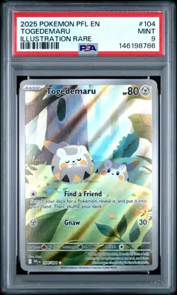 PSA 9 Togedemaru 104/094 Pokemon Phantasmal Flames Illustration Rare 2025 MINT - Image 1