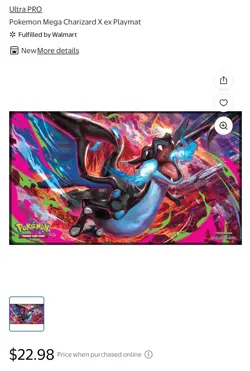 Ultra PRO Mega Charizard X Pokemon Trading Card Game Standard Playmat - Image 1