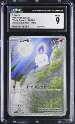 Litwick *CGC 9* Illustration Rare *White Flare* #101 * Pokemon - Image 1