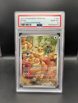 PSA 10 GEM MINT Eevee 188/167 Twilight Masquerade Illustration Rare Pokemon Card - Image 1