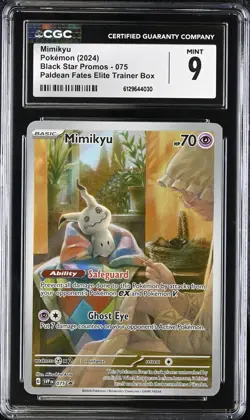 CGC 9 MINT Mimikyu 075 Paldean Fates ETB Black Star Promo Holo 2024 Pokemon - Image 1