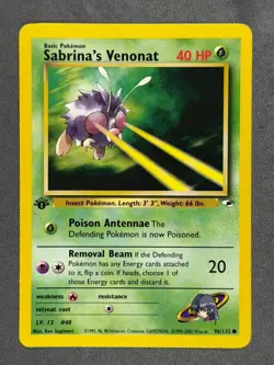 Sabrina's Venonat 96/132 - 2000 Gym Heroes 1st Edition Pokemon Common Card NM - Image 1