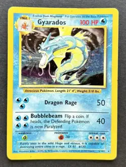 Pokemon TCG Gyarados 6/102 Base Set Holo Rare Card Vintage WOTC - HP - Image 1