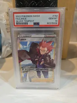 PM - 2022 - POKEMON SWSH - SILVER TEMPEST - #192 - LANCE - PSA 10 (GEM MINT) - Image 1
