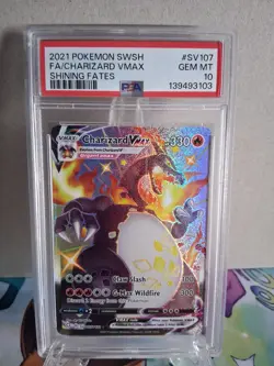 2021 Pokemon Swsh FA/Charizard VMax Shining Fates #SV107 PSA 10 GEM MT - Image 1