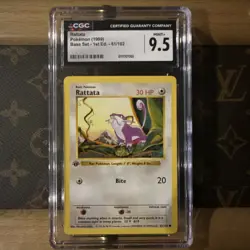 Pokemon 199 Rattata Base Set 1st Edition 61/102 CGC 9.5 - Image 1