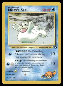 Pokemon Cards Misty's Seel 91/132 Unlimited Gym Challenge WOTC Common NM - Image 1