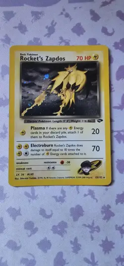 Rocket's Zapdos 15/132 Gym Challenge Holo Rare Pokemon Card - Image 1