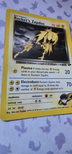 Rocket's Zapdos 15/132 Gym Challenge Holo Rare Pokemon Card - Image 3