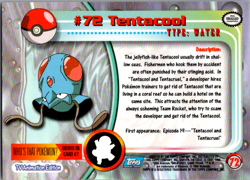 Tentacool #72 - RANDOM LOGO - NON-HOLO - SERIES 1 - TOPPS POKEMON CARD - LP - Image 2