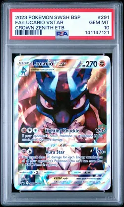 2023 POKEMON SWSH BLACK STAR PROMO #291 FULL ART/LUCARIO VSTAR PSA 10 - Image 1