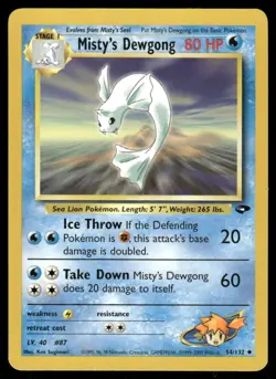 Pokemon Cards Misty's Dewgong 54/132 Unlimited Gym Challenge Uncommon LP - Image 1