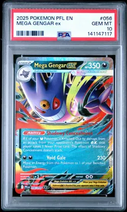 2025 POKEMON PFL EN-PHANTASMAL FLAMES #056 MEGA GENGAR EX PSA 10 - Image 1